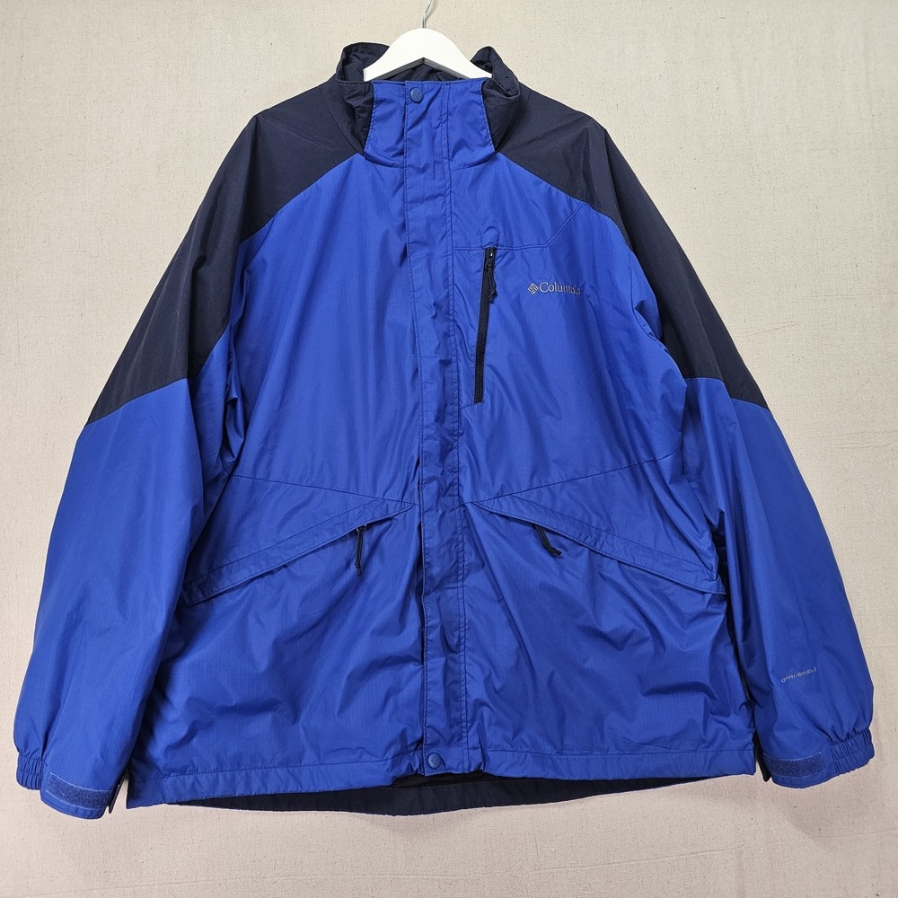 Columbia Omnishield Interchange Jacket 2XL Men Blue Shell Only Hooded Waterproof